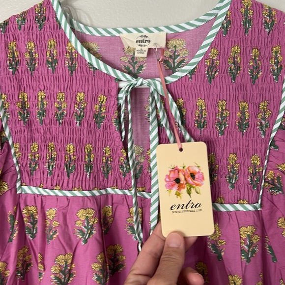 Entro floral print split neck dress size large NWT - Picture 2 of 6